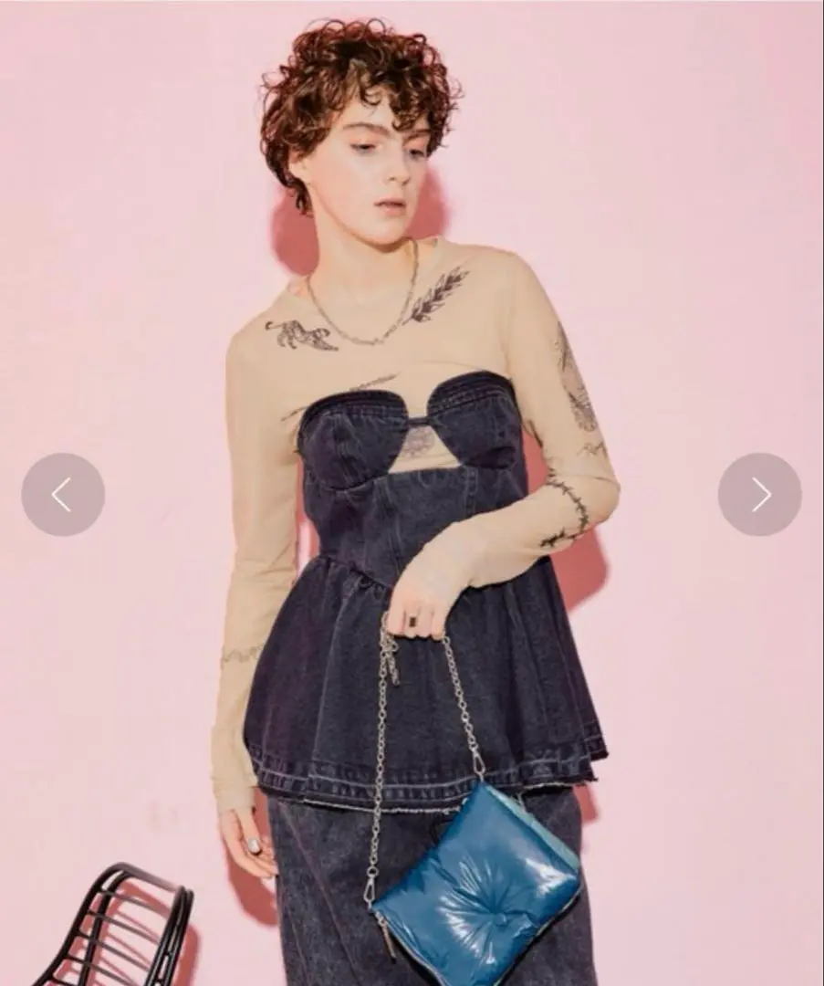 美品❗️メゾンスペシャル デニムビスチェ　ペプラム　ベアトップ 美品❗️メゾンスペシャル デニムビスチェ ペプラム ベアトップ