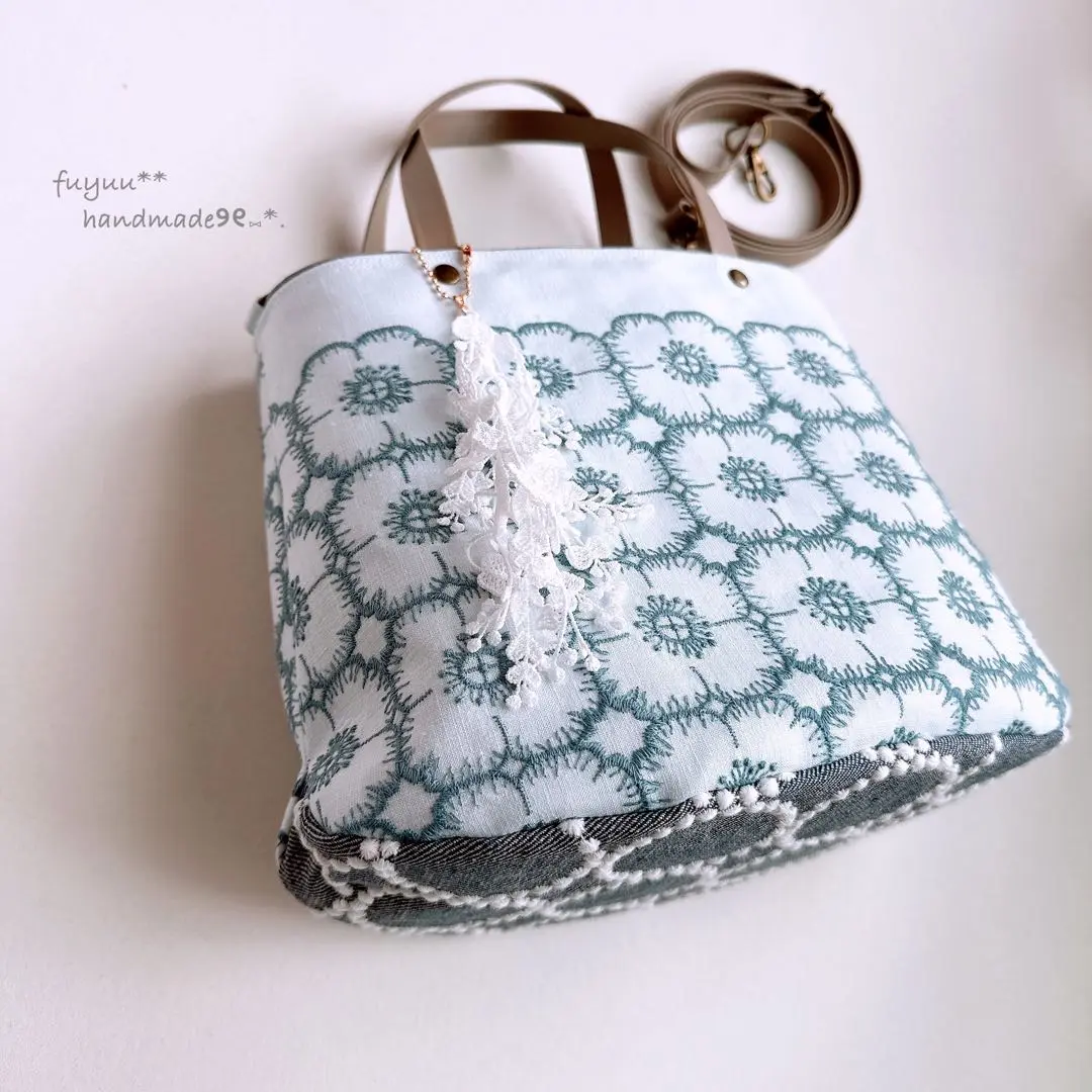 ハンドメイド❁¨̮楕円マチのベルバッグ ミナペルホネン アネモネ タンバリン mina perhonen oval bag -anemone×tambourine- - ミナペルホネン