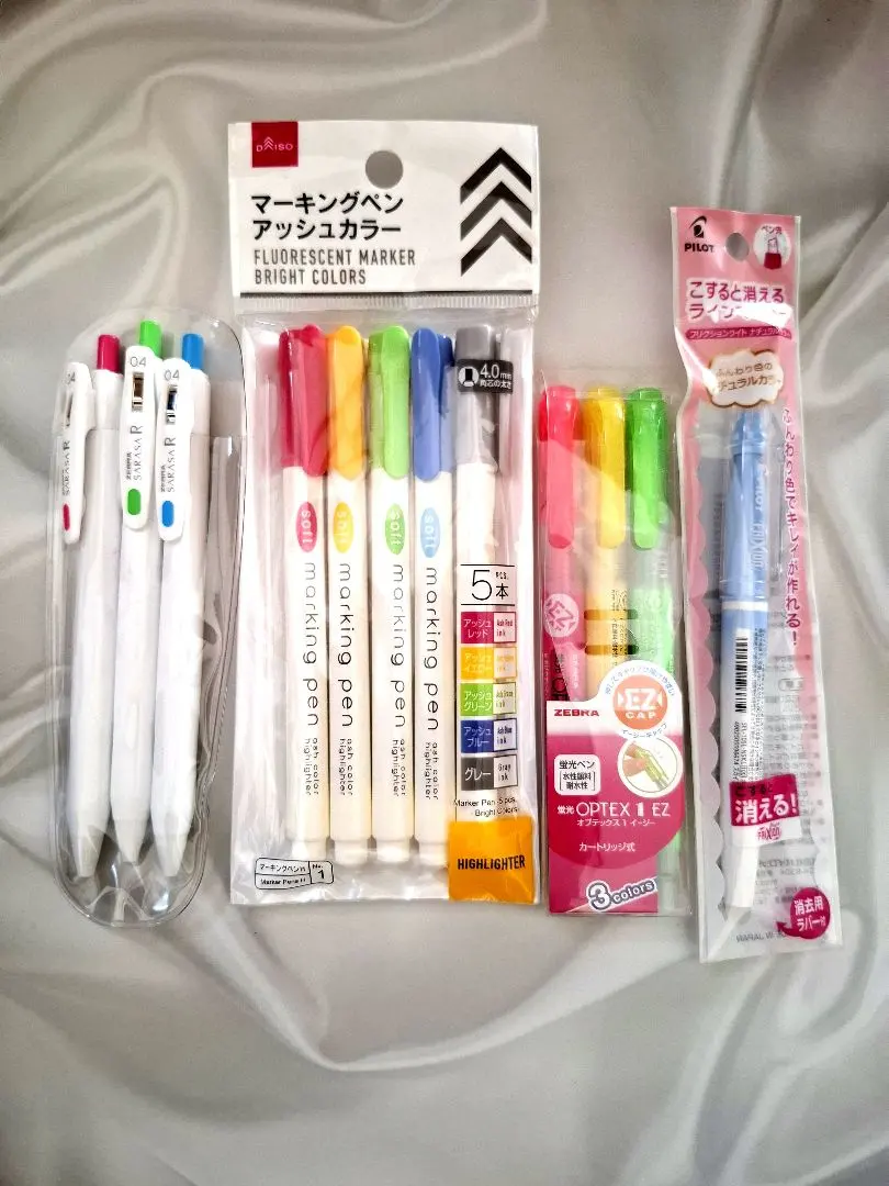 Thumbnail of Set of color ballpoint pens, marking pens, highlighters, and erasable markers
