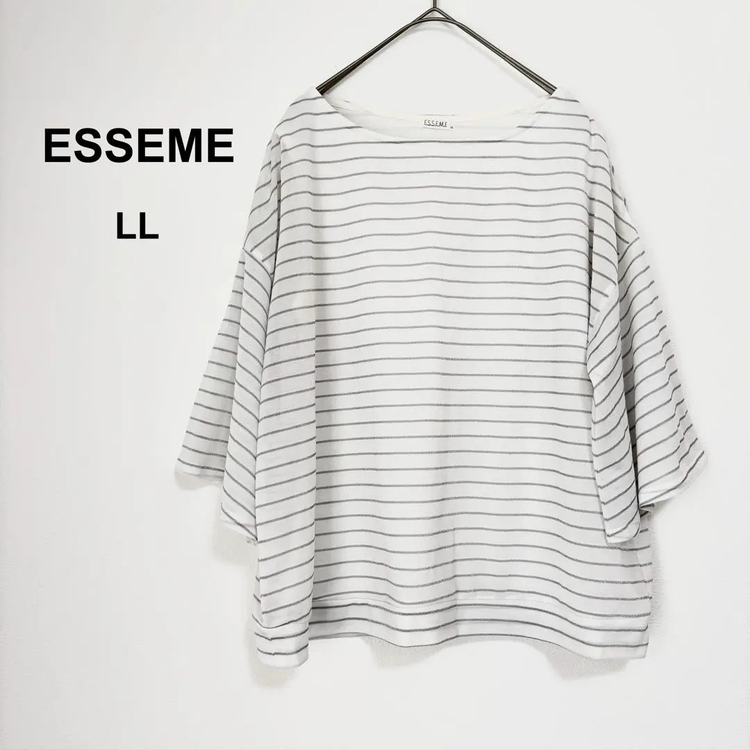 Thumbnail of Eshem Short Sleeve T-shirt, Border, Gray White, Lame, Relaxed Oversized, XL