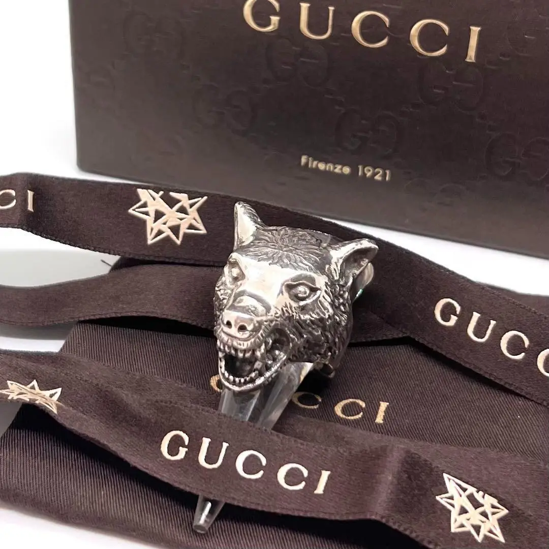 グッチ アンガーフォレスト バングル 925 72.8g シルバー ウルフ