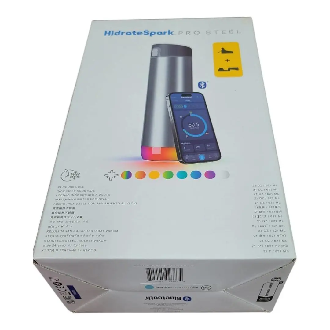 HidrateSpark PRO STEEL - 21 oz. Smart Water Bottle + Bonus