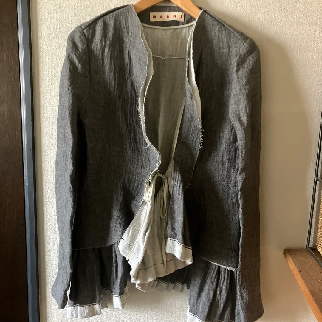 週末限定価格】マルニ MARNI ノーカラー ジャケット カーキ