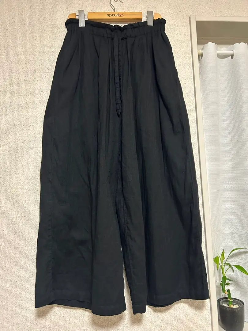 Plantation プランテーション ソフトレーヨン ガウチョパンツ ブラック Plantation プランテーション ソフトレーヨン ガウチョパンツ