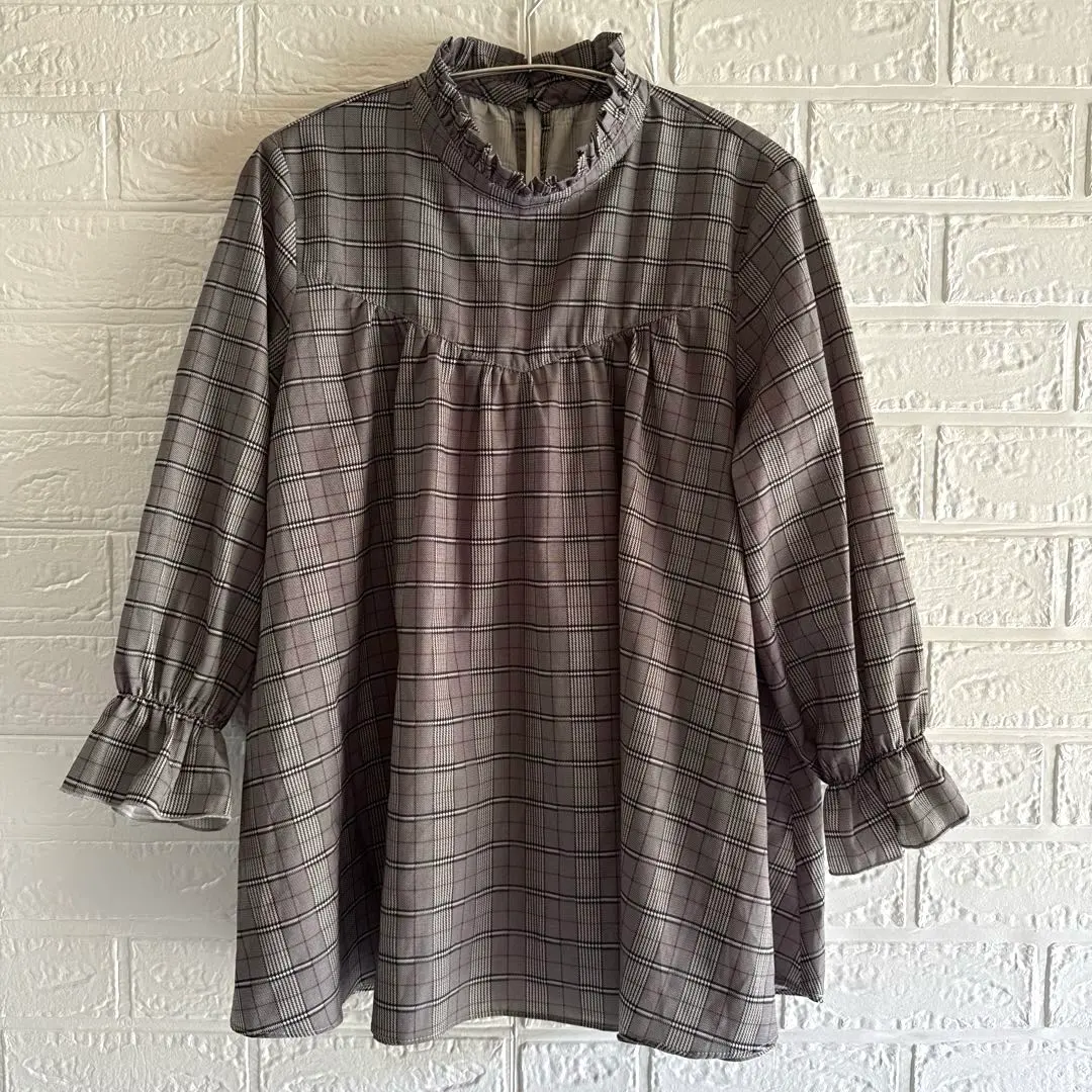 Thumbnail of Gleeful [M] Frill Stand Collar Gathered A-line Long Sleeve / Tunic