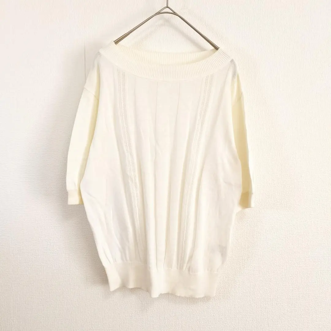 Thumbnail of HUMAN WOMAN Cotton Knit M Off-White Elegant Simple