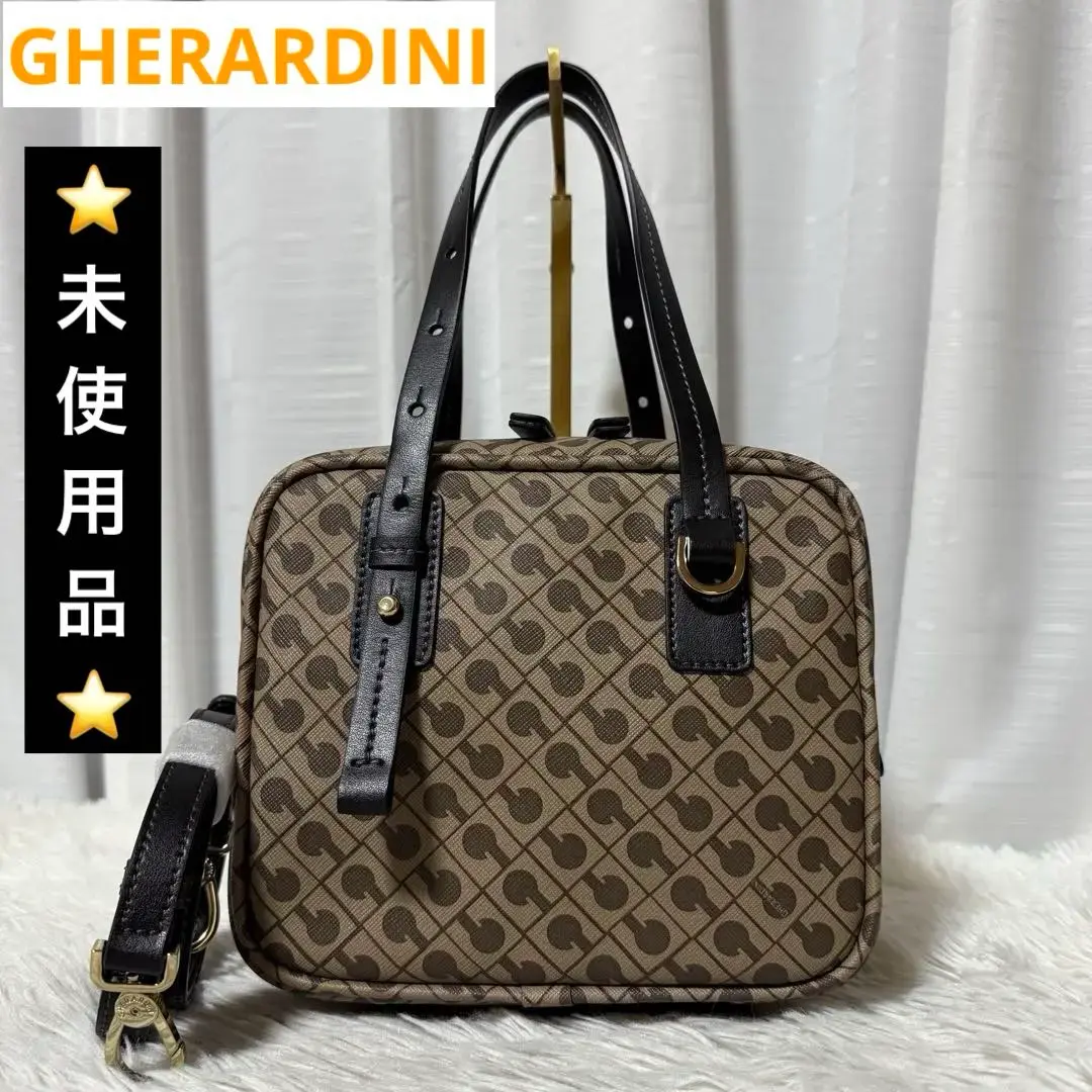 ゲラルディーニ　GHERARDINI ハンドバッグ　レザー　茶色　本革　ブラウン ゲラルディーニ GHERARDINI 本革/ダブルラウンドファスナー