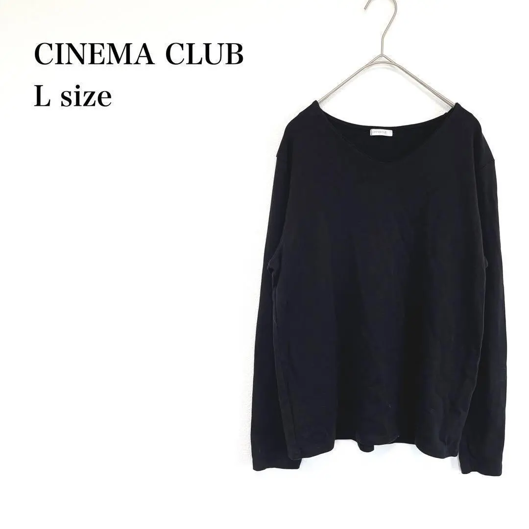 Thumbnail of Cinema Club Honey's Long Sleeve Cut and Sew L 100% Cotton Simple Black T-shirt Autumn Winter