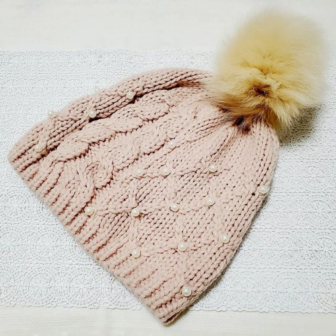 【未使用】LDS 狐狸毛球針織帽 的縮圖