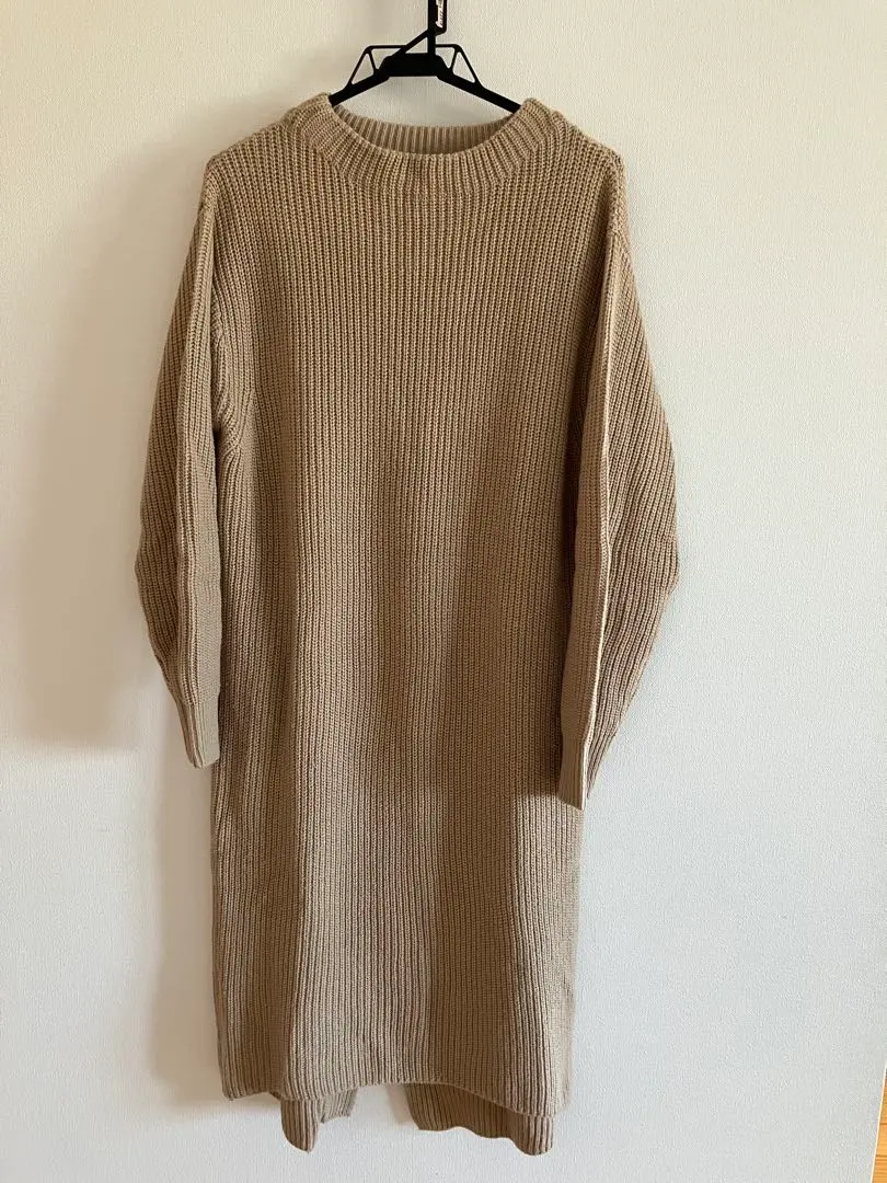 Thumbnail of GLOBAL WORK beige knit dress, has pilling