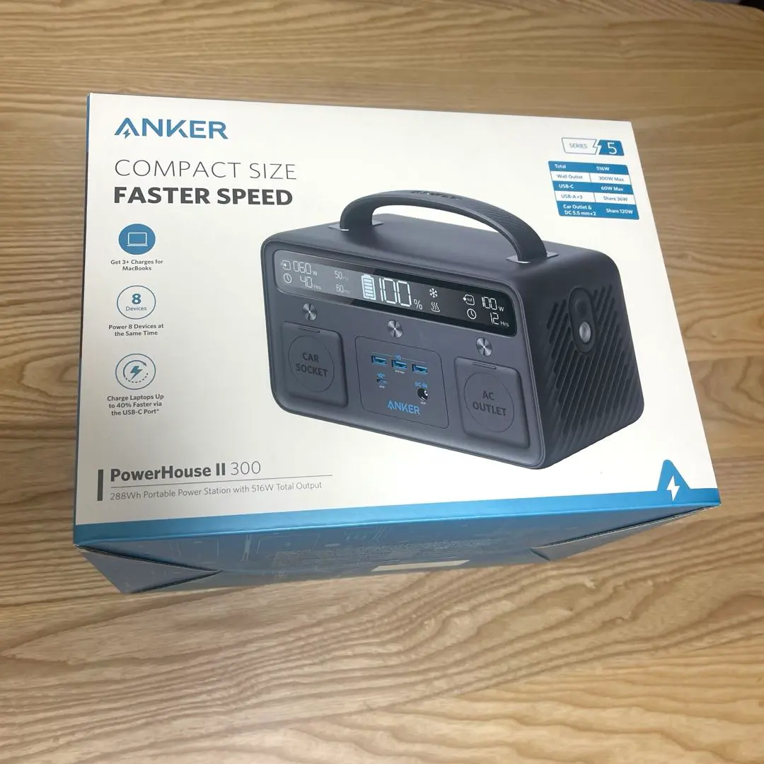 新品未開封 アンカー Ankerポータブル電源 PowerHouseII300 Anker Japan、USB-A/-C PD出力ポートに加えAC/DC出力を備えた