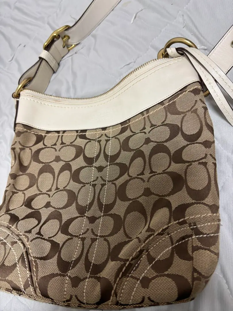 Thumbnail of Coach Shoulder Bag, Beige, Canvas/Leather