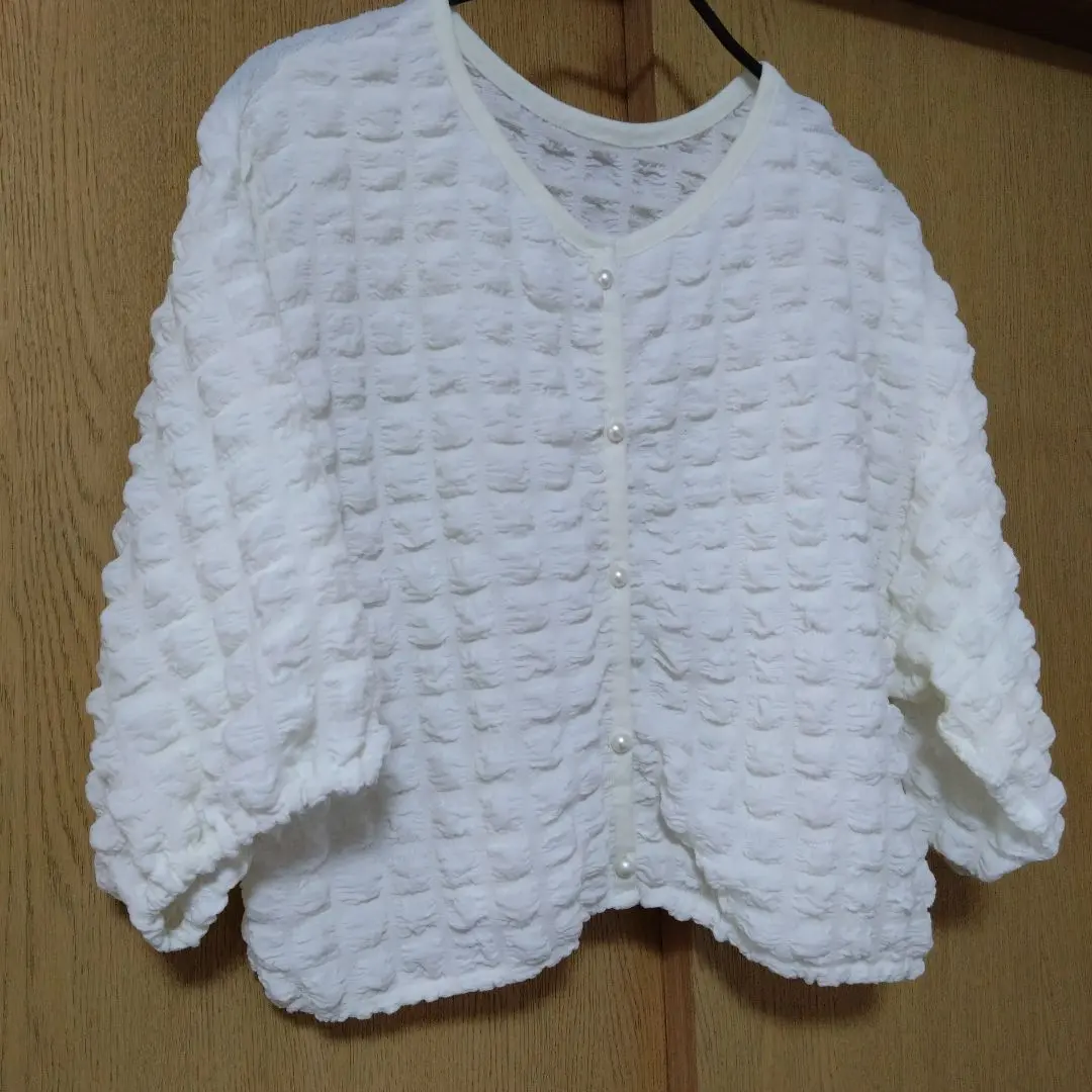 Thumbnail of White Cardigan, Short Sleeve, Pearl Buttons