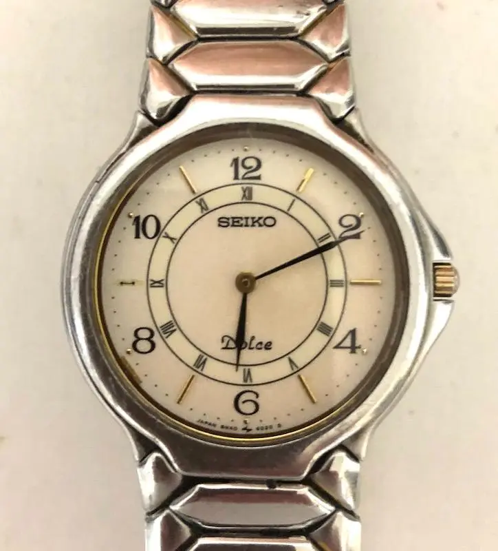 セイコー SEIKO ドルチェ 10K×SS 6020-5950 腕時計 Discount Seiko Dolce 6020-5950 Quartz Gold Dial Square Watch