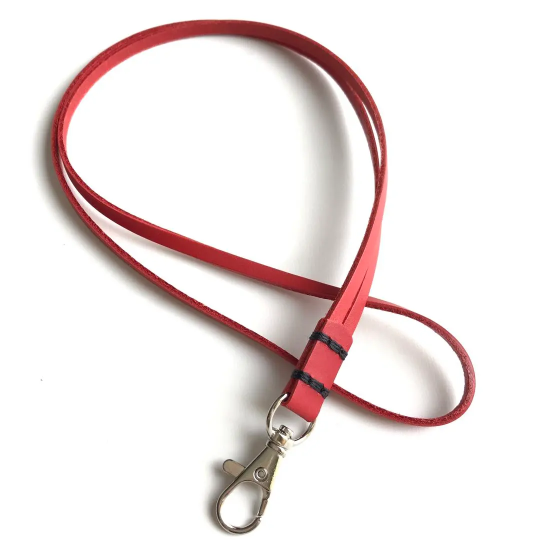 Thumbnail of Leather Neck Strap - Red - Neck Strap - Red - Silver Hardware