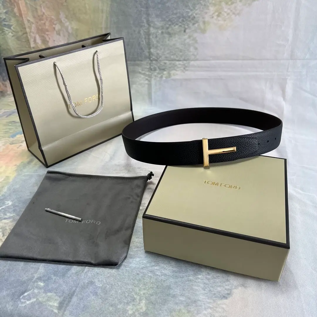 美品◆TOMFORD リバーシブル レザーベルト90サイズ　トムフォード TOM FORD トム・フォード リバーシブル ロゴ ベルト | ブルー