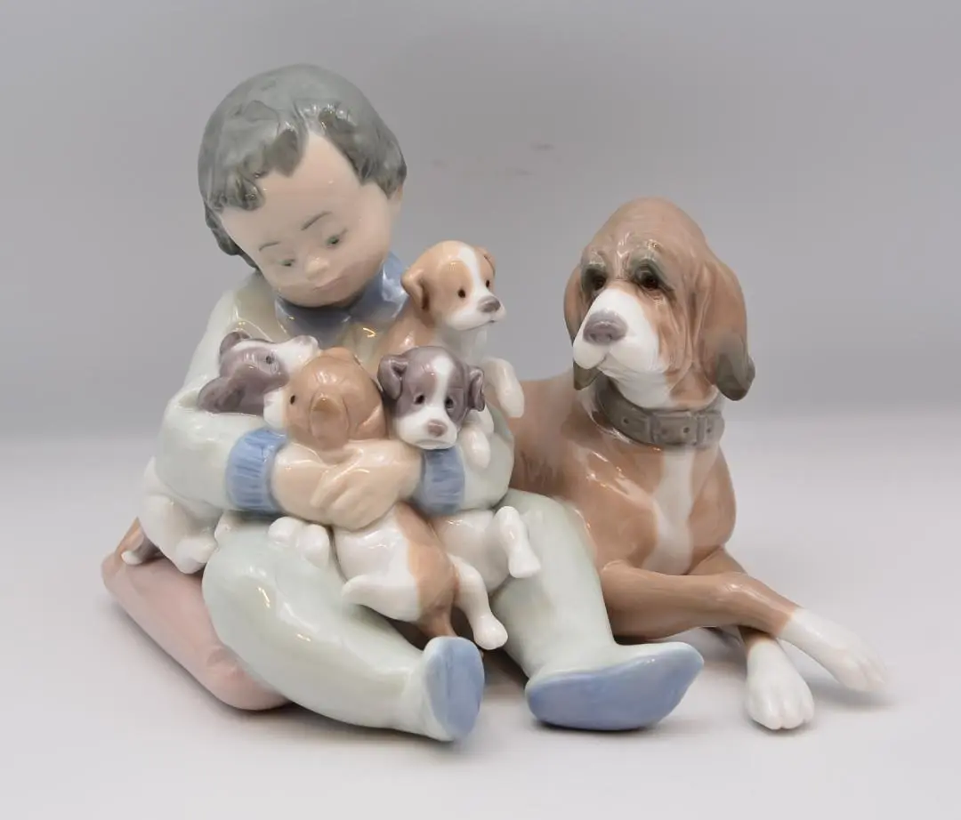 LLADRO リヤドロ / リアドロ みんなお友達 5456 フィギュリン リヤドロ 置物□みんなお友達 フィギュリン 5456 男の子 犬 陶器