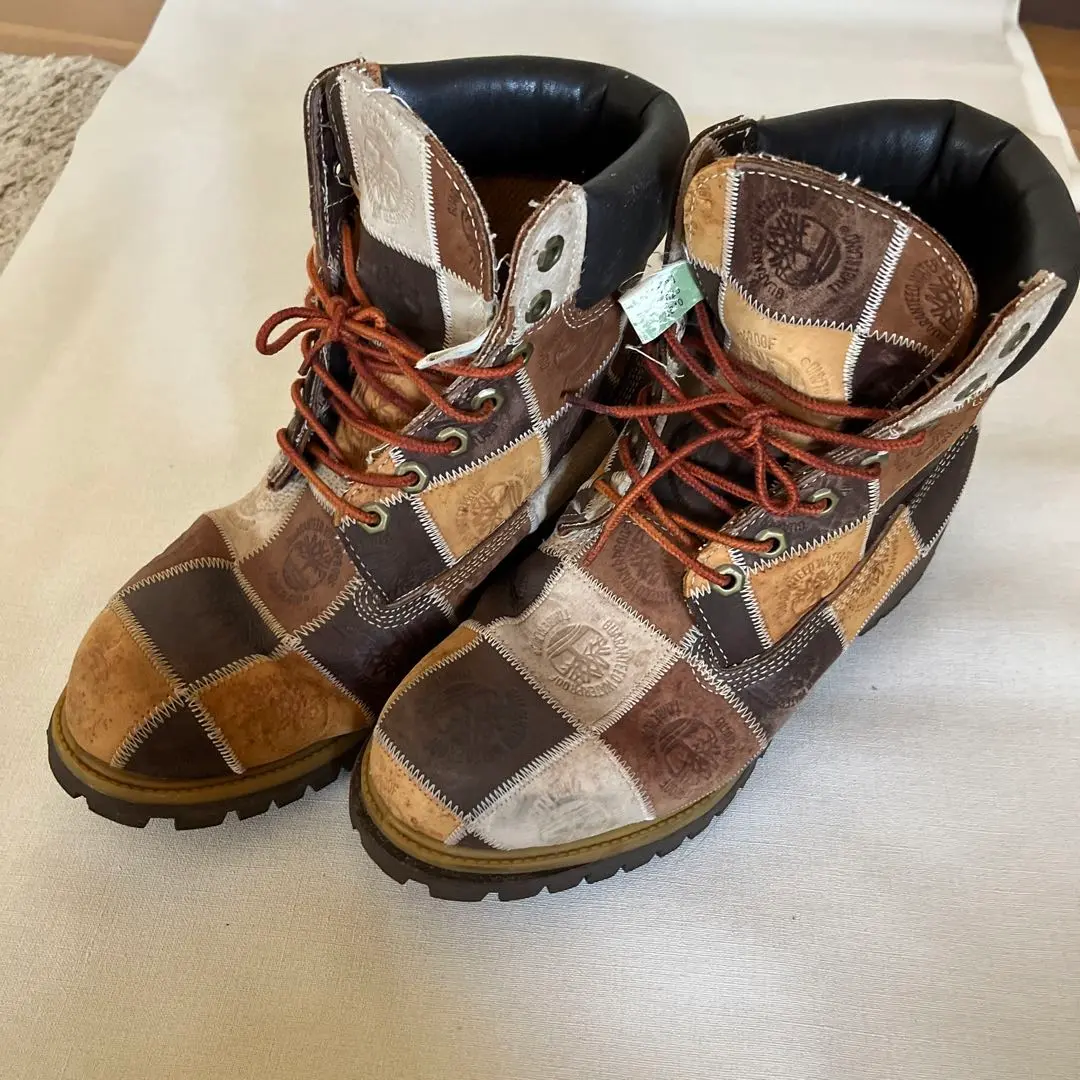 Timberland パッチワーク ロングブーツ ブラック・ブルー