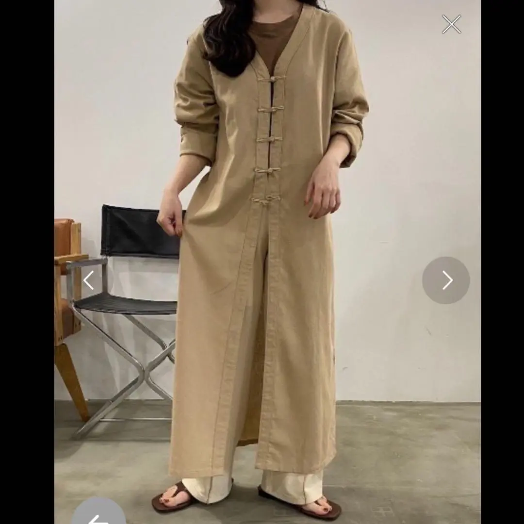 Thumbnail of @【F】lawgy Long Cardigan One-Piece Cardigan Cotton Linen