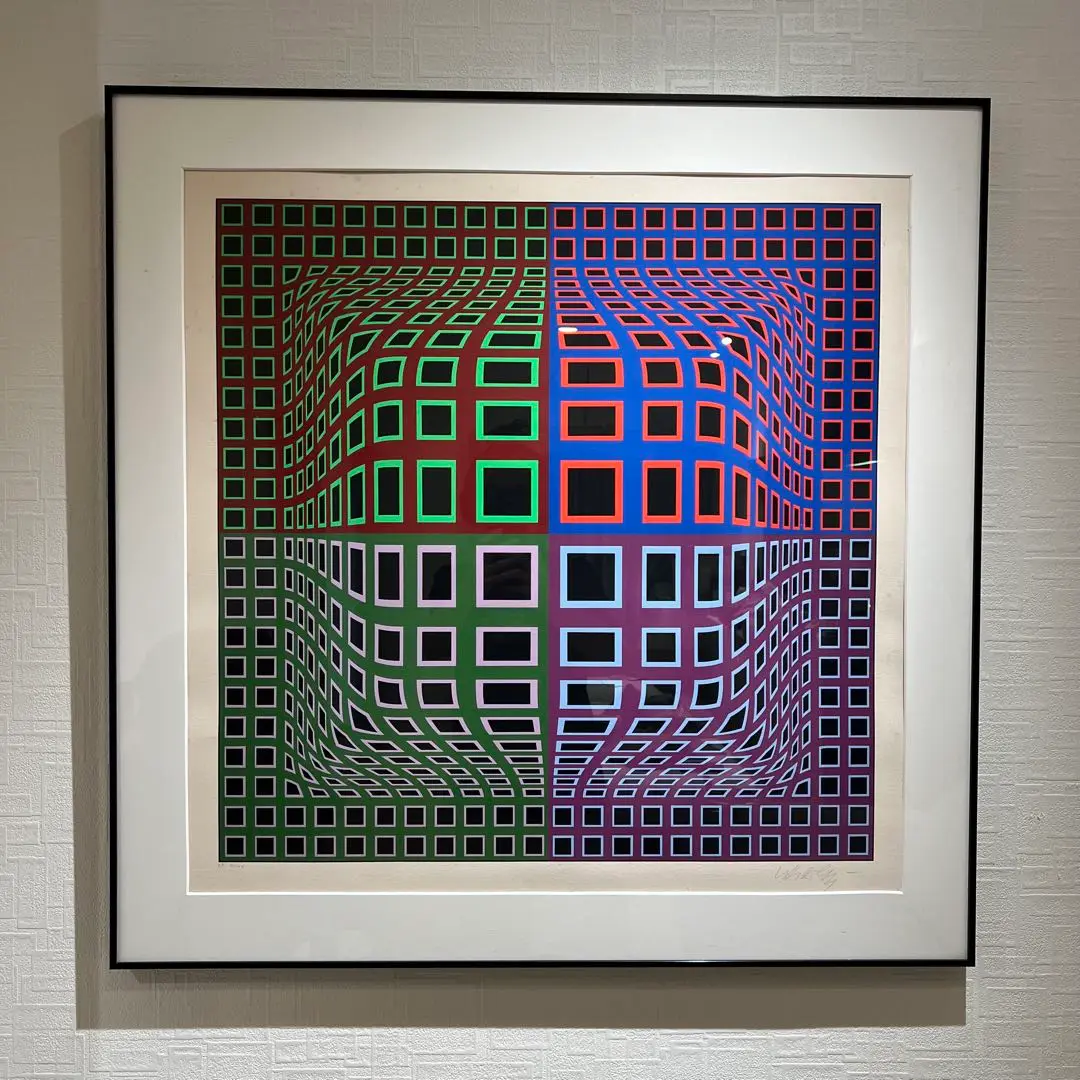 VASARELY(ヴァザルリ)複製画額装 Zebegen,1964/ヴィクトル・ヴァザルリ【Victor Vasarely