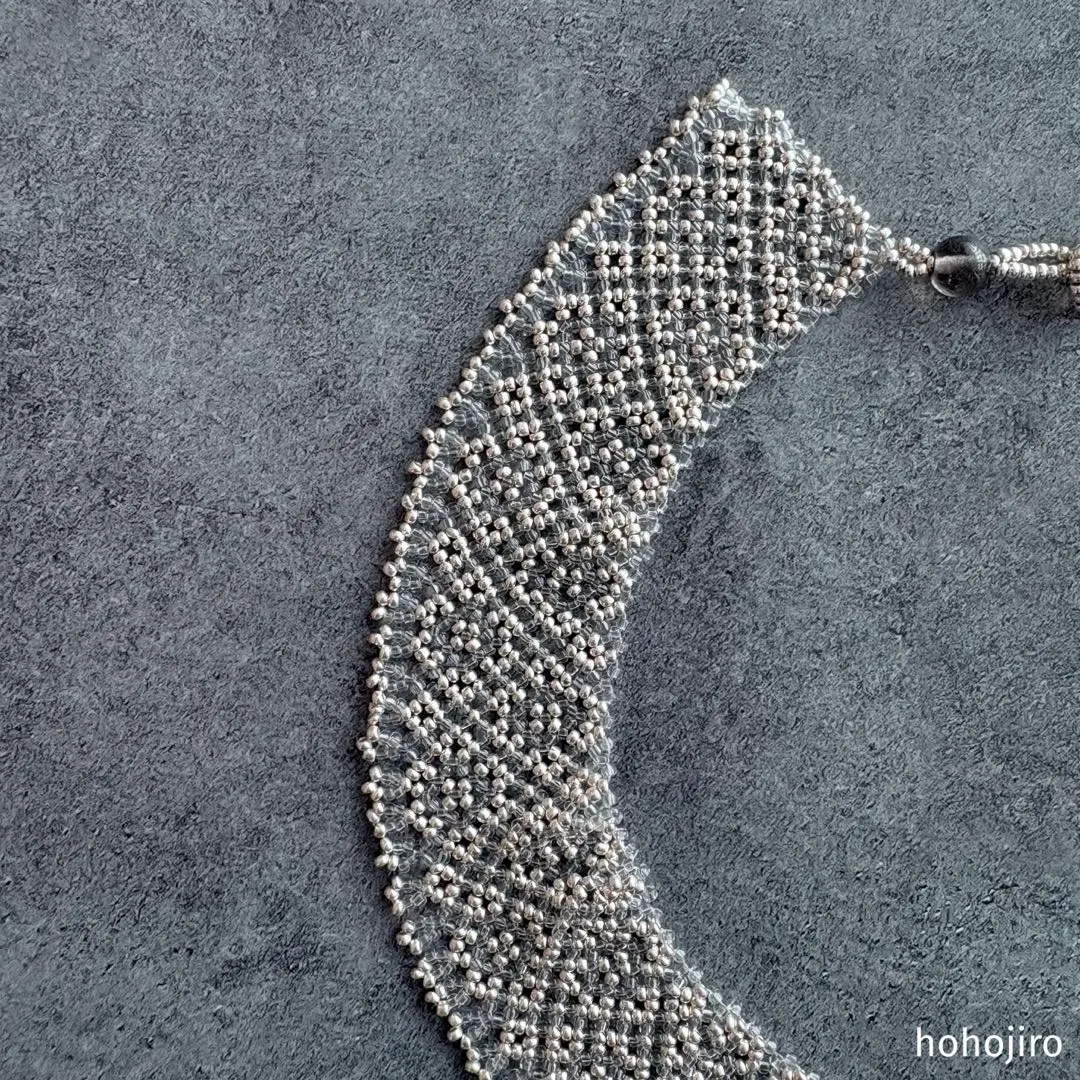 Thumbnail of Beaded Hand-Knitted Necklace No. 195 "Star Fragments" Allergy-Free