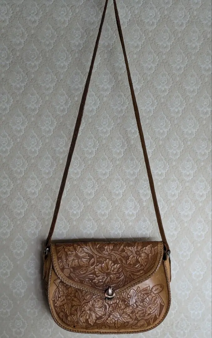 Thumbnail of Floral Carved Leather Shoulder Bag