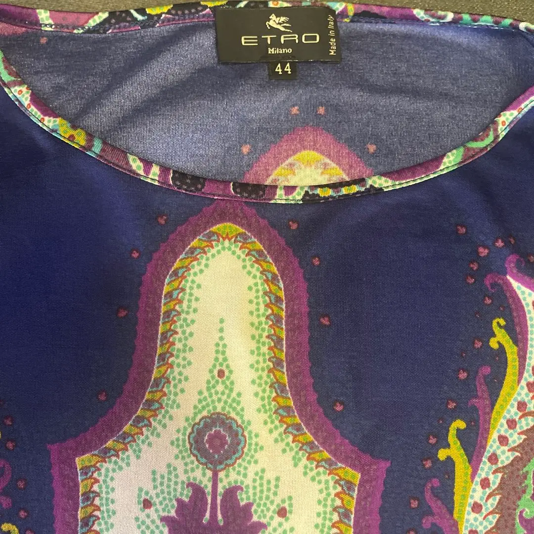 美品　大きいサイズ46 エトロ　ペイズリー柄　ストレッチ　長袖　チュニック ETROペイズリー柄 長袖チュニック