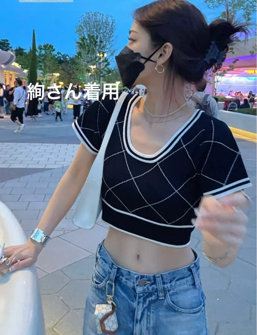 【Melt the lady】 fleeting check tops meltthelady fleeting check tops bk×wh