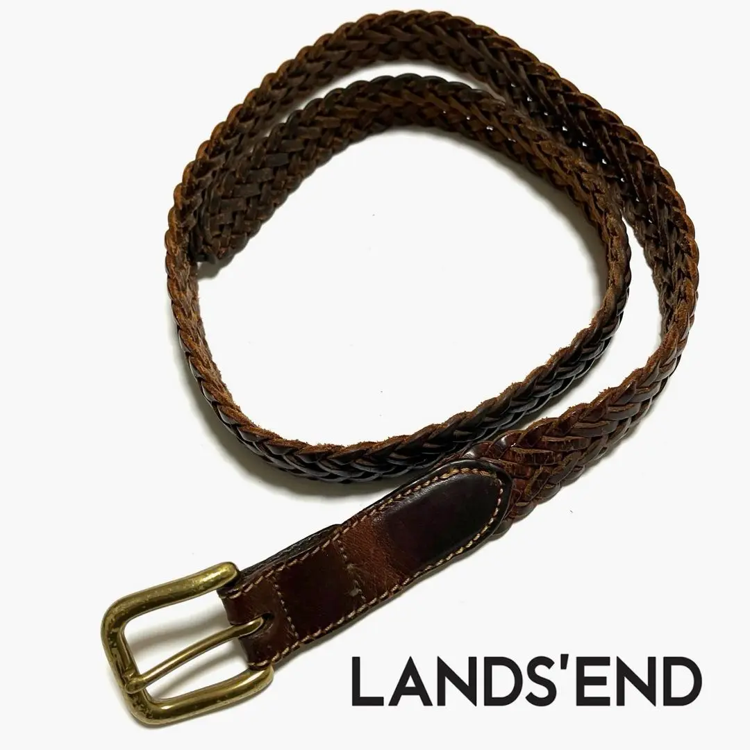 LANDS' END ランズエンド社製 本革製 真鍮バックル メッシュベルト LANDS' END ランズエンド社製 本革製 真鍮バックル メッシュ