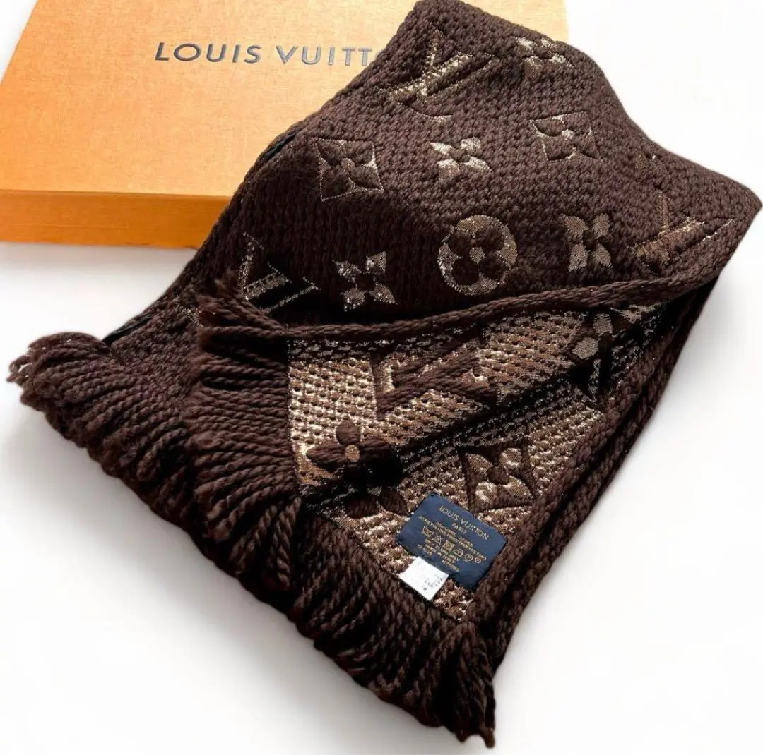 中古 ルイヴィトン エシャルプ ロゴマニア マフラー シャイン マロン廃盤 レア LOUIS VUITTON ルイ・ヴィトン LOUISVUITTON マフラー