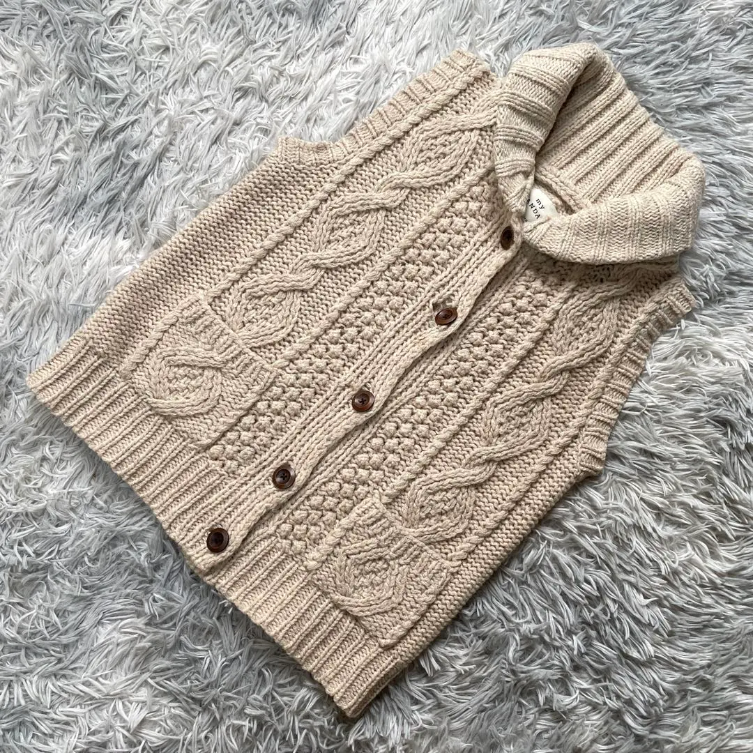 Thumbnail of Studio CLIP Cable Knit Wool 100% Knit Vest - Beige (Reasonable Price)