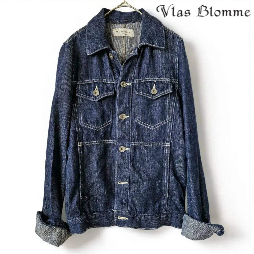 【Vlas Blomme】ヴラスブラム 麻100% インディゴ デニムジャケット Vlas Blomme】ヴラスブラム 麻100% インディゴ デニムジャケット