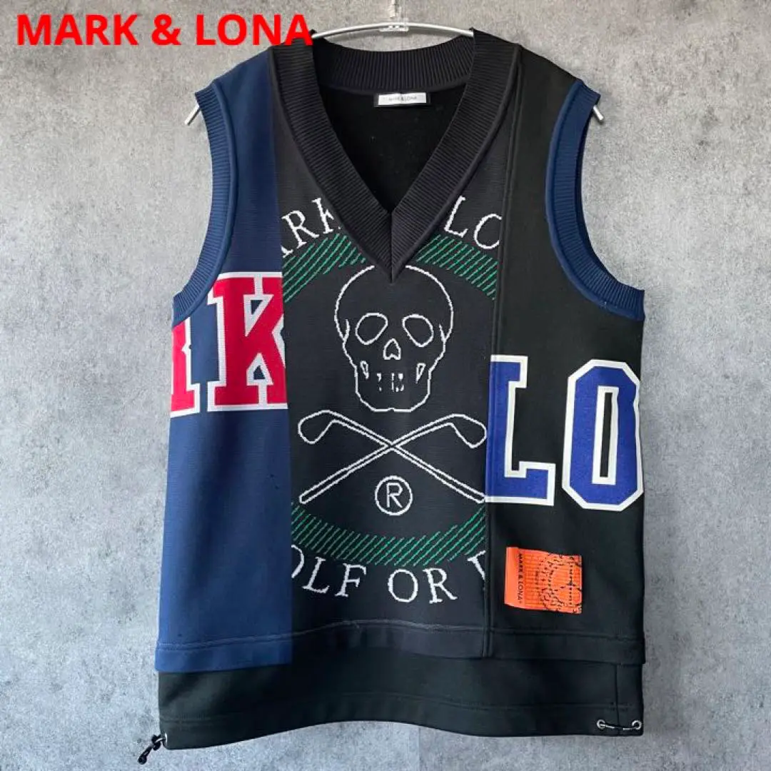 バム　マークロナホワイト ダウンベスト Lサイズ スカルロゴ付き 2025年最新】MARK&LONA メンズ ベストの人気アイテム - メルカリ