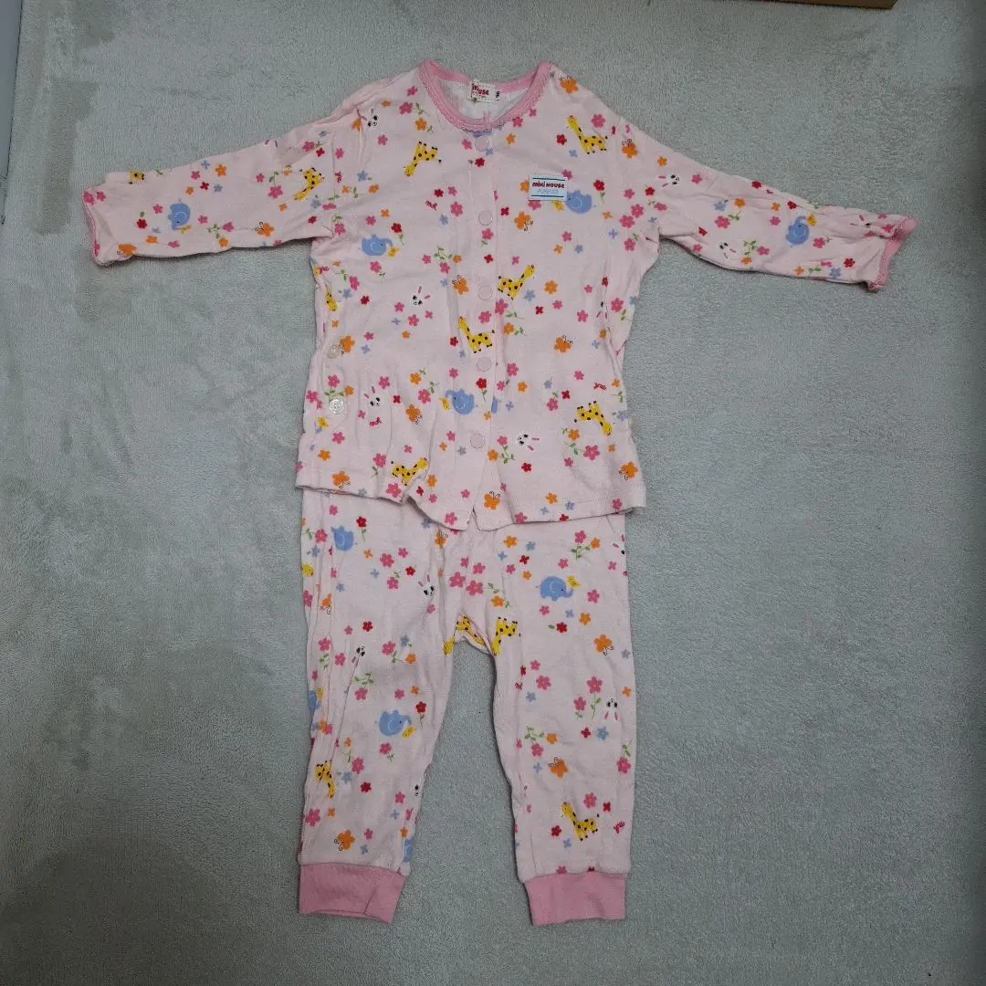 Thumbnail of Miki House Floral & Animal Print Long Sleeve Pajama Set - 90cm