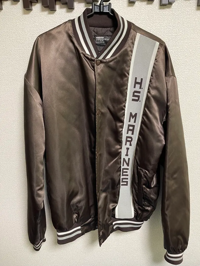 試着のみ HIDEANDSEEK ハイドアンドシーク スタジャン ジャケット M HIDE AND SEEK】Nylon Varsity Jacket (24aw) -NAVY (ハイド