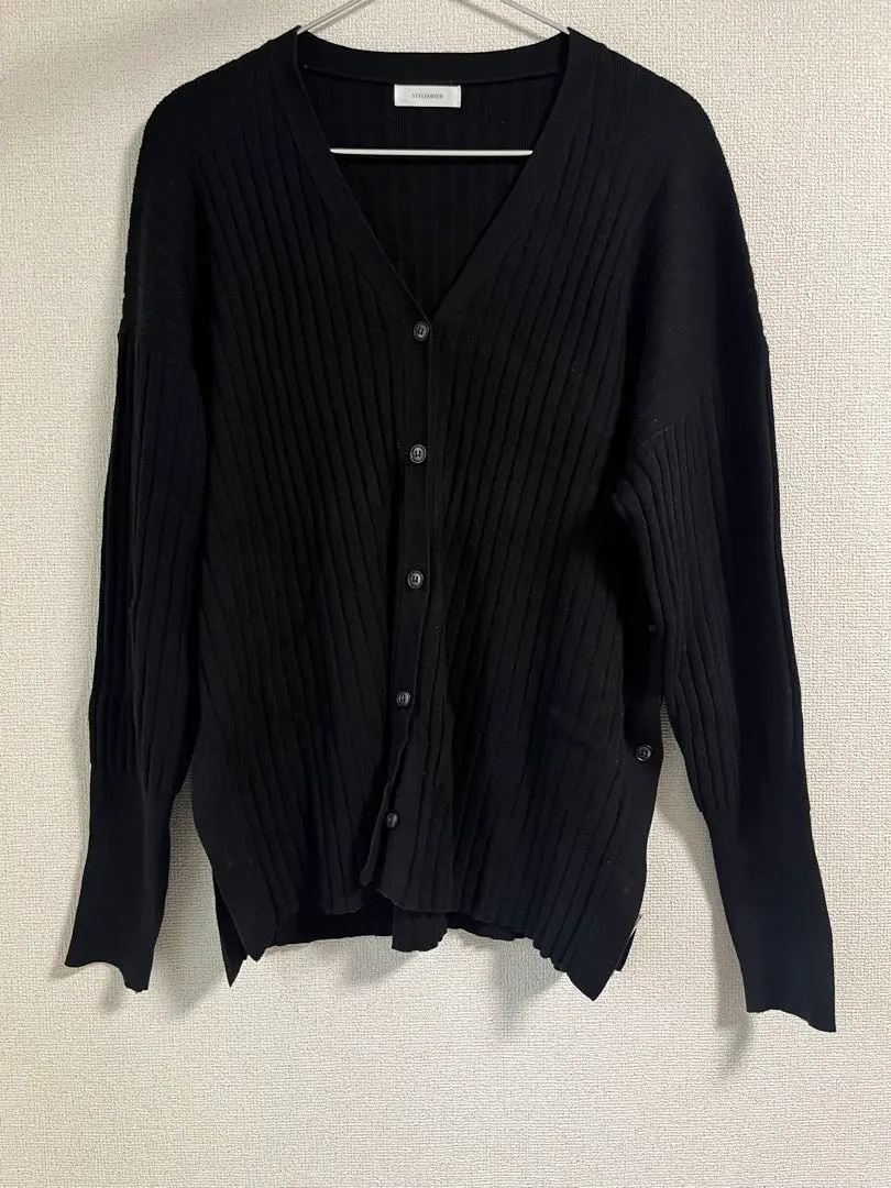 Thumbnail of Black Ribbed V-Neck Cardigan