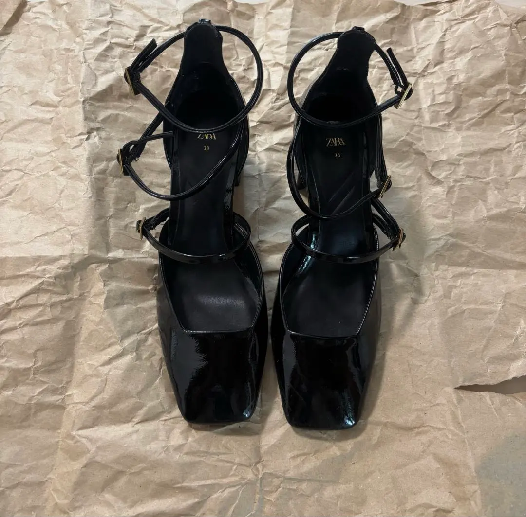Thumbnail of ZARA Black Strappy Pumps 38