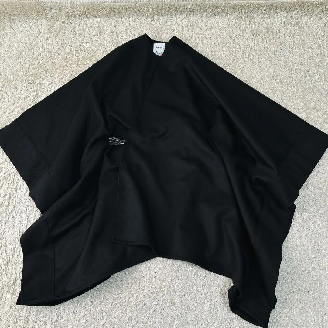 極美品✨SOU SOU カシミヤ混　梳毛　 きさらぎ　着衣　ケープコート SOU・SOU