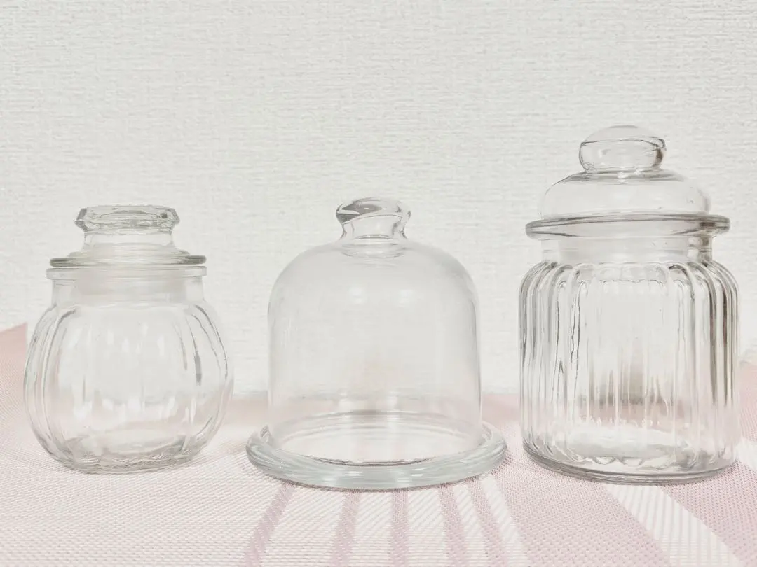 Thumbnail of Candy Pot Canister Glass Jar Clear Glass Set of 3 ♡