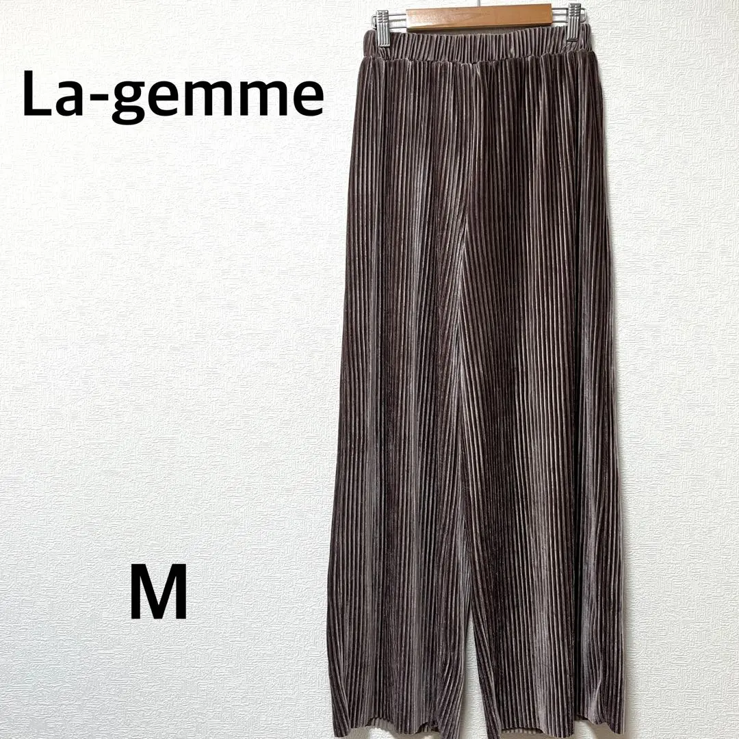 Thumbnail of New Radienne Pleated Wide Pants Velour Elastic Waist Light Brown M
