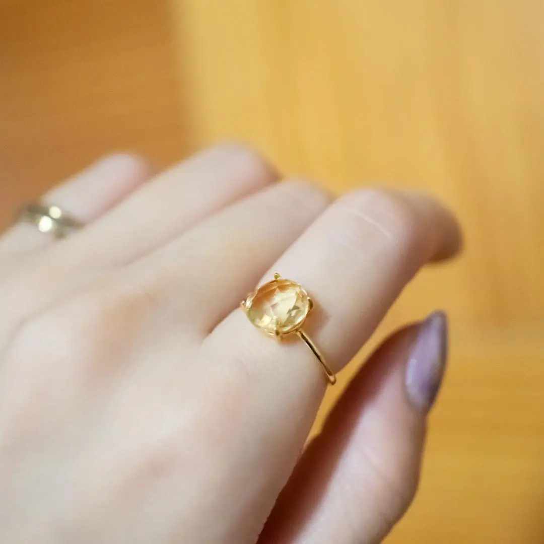 Thumbnail of New * Gem-quality Citrine * Coin * Ring [Free Size] Ring * 18KGP * Natural Stone