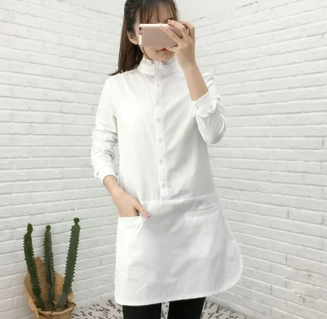 Thumbnail of White ruffled shirt dress