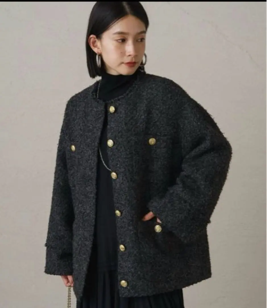 loungedress ライトツイードジャケット　グレー Loungedress ラウンジドレス ツイードジャケット ライトグレー
