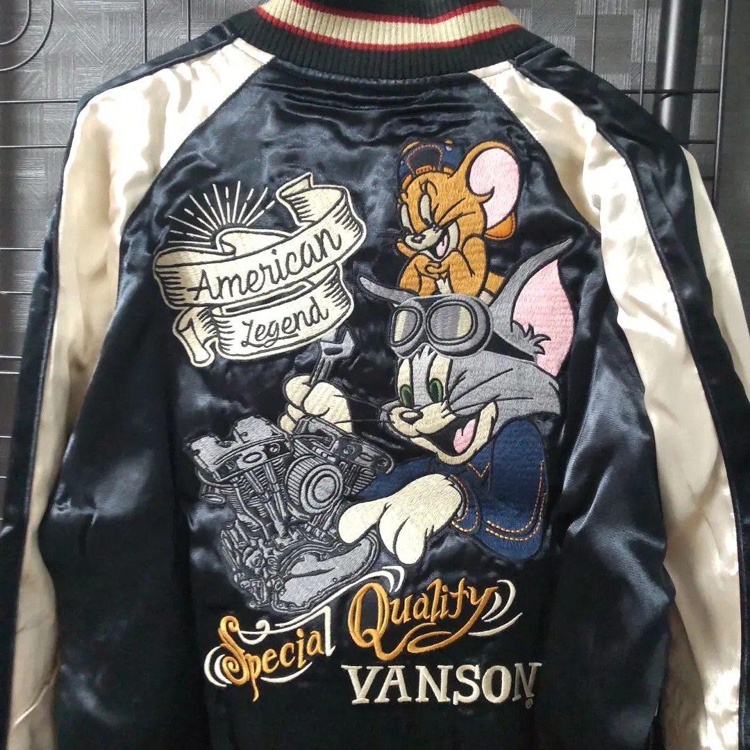 （やまです）（古着）VANSON トムとジェリー スカジャン サイズ:XL VANSON バンソン × TOM AND JERRY トムとジェリー コラボ