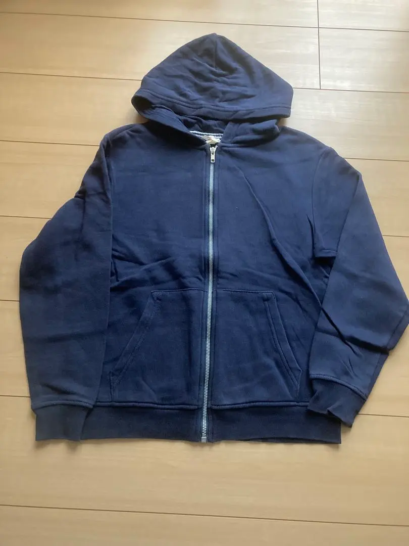 H&M 深藍色 拉鍊連帽外套 10-12Y 的縮圖