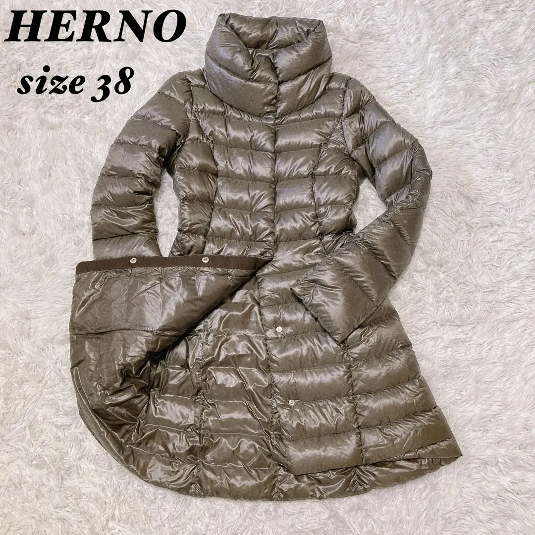 Thumbnail of 【Excellent Condition】HERNO Herno Down Coat Khaki A-line Long Length Free Shipping