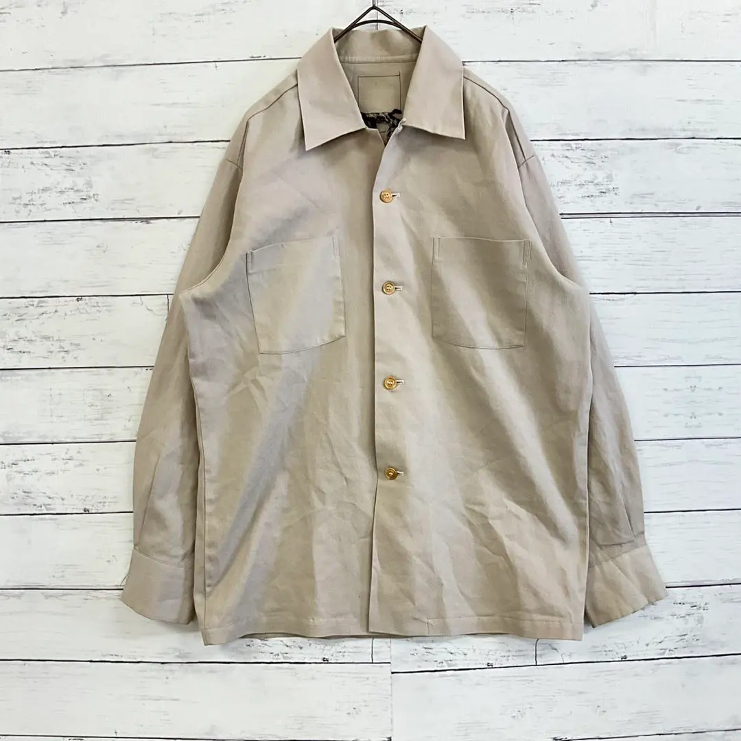 Thumbnail of Beige shirt jacket, light outerwear, spring/autumn, loose fit, covers figure