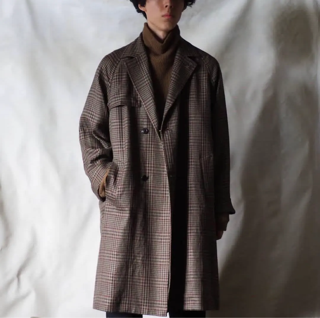 CONFECT 新品未使用亞麻格子花呢厄爾斯特外套 的縮圖