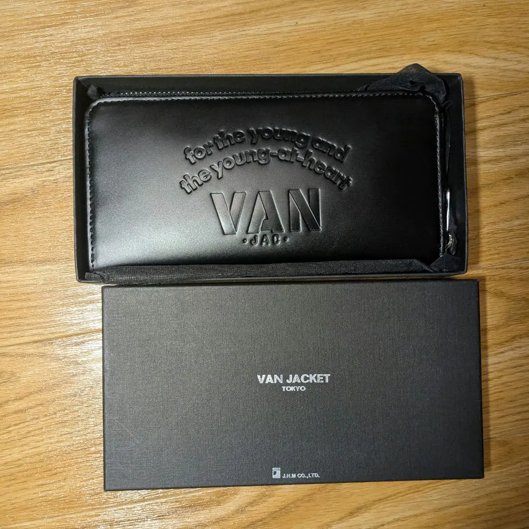 VANJAC/ヴァンヂャケット メルトン x レザー 長財布/ウォレット 黒 新品・未使用】VAN JAC ヴァンヂャケット ロングウォレット/長