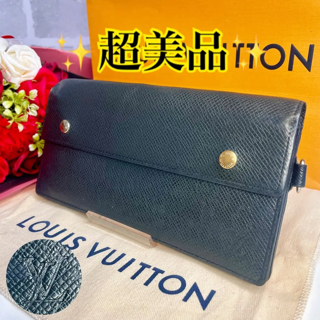 ルイヴィトン　長財布　アコルディオン　タイガ　ブラック